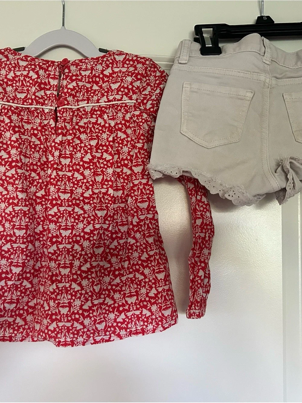 Girls' Red Floral Long-Sleeve Tunic Top + Shorts